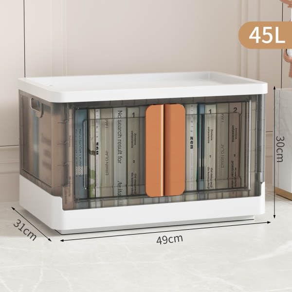 Stackable Storage - Folding Storage Bins - Foldable Storage Bins - Storage Bin With Doors - Folding Storage Bin-Front Opening Storage Bins - Collapsible Stackable Storage Bins (19.30 x 12.20 x 11.8)