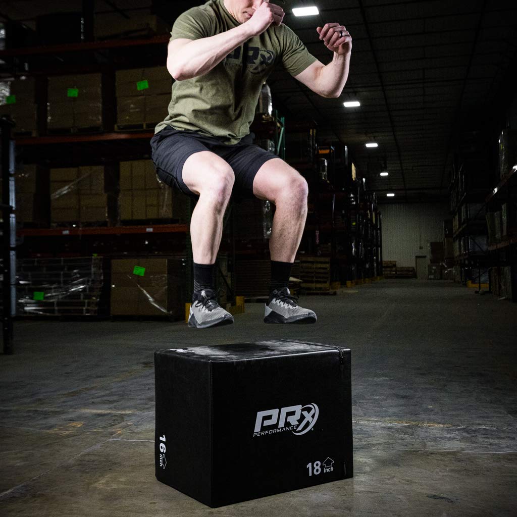 PRx Performance 3 in 1 Foam Plyometrics Box 16" 18" 24" Jump Training Exercise, Non Slip 3 Sizes