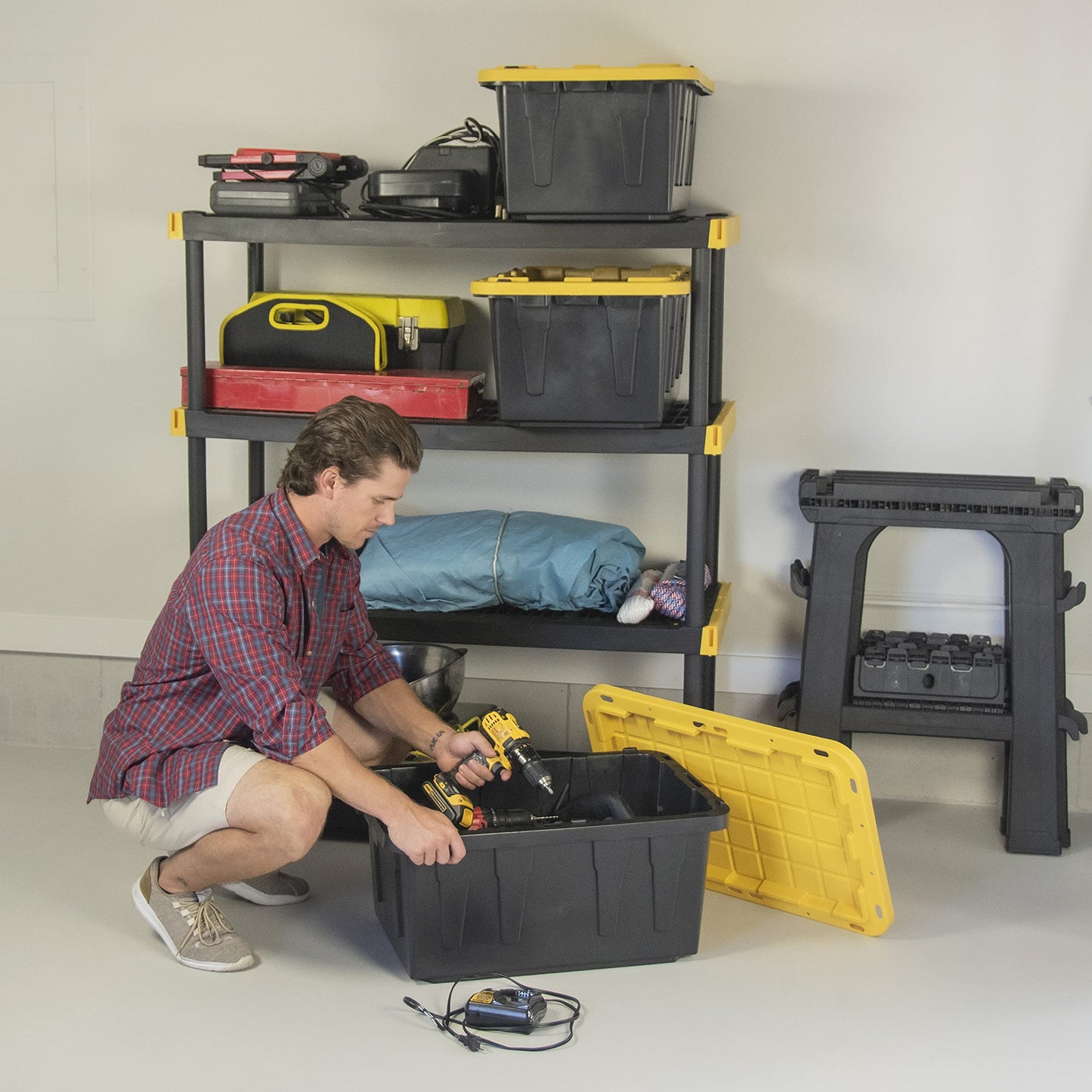 CX BLACK & YELLOW® 17-Gallon Tough Storage Containers, Extremely Durable®, 4-Pack (4)