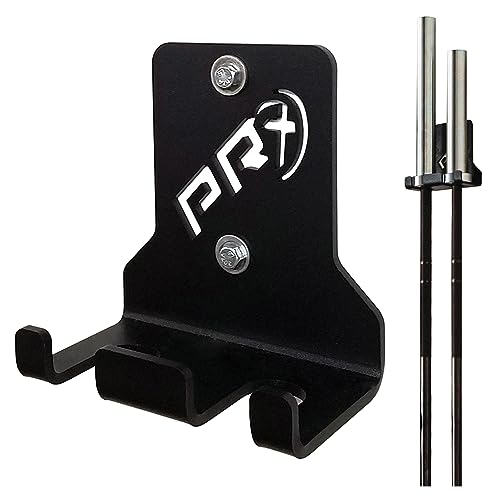 PRx Performance Double Barbell Storage USA MADE Wall Mounted Hanging 2 Bar Holder American Black Powder Coated Space Saving Commercial or Home Gym Garage Workout Fitness Equipment Accessory