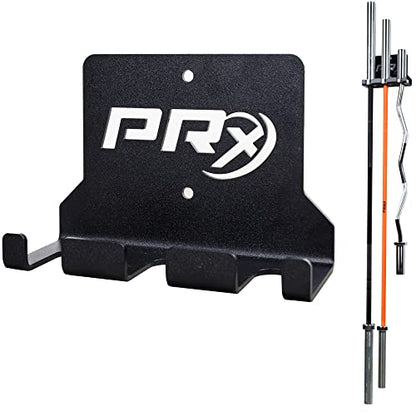 PRx Performance Wall-Mounted Barbell Storage Rack - Space-Saving 3-Bar Holder for Home & Commercial Gym, American-Made, Durable Fitness Equipment, Ideal for Workout and Garage Gym Accessory, Black