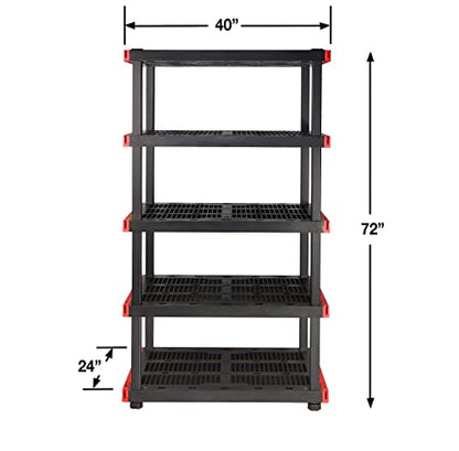 CX Craftsman, 5-Tier Highly Durable Storage Rack, 200lbs/shelf, (72.3”H x 40”W x 24”D), Interlocking Shelving Unit and Weather-Resistant Design, American Made Garage Shelf