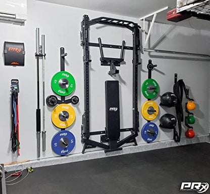 PRx Performance Double Barbell Storage USA MADE Wall Mounted Hanging 2 Bar Holder American Black Powder Coated Space Saving Commercial or Home Gym Garage Workout Fitness Equipment Accessory