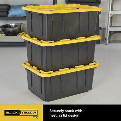 CX BLACK & YELLOW® 17-Gallon Tough Storage Containers, Extremely Durable®, 4-Pack (4)