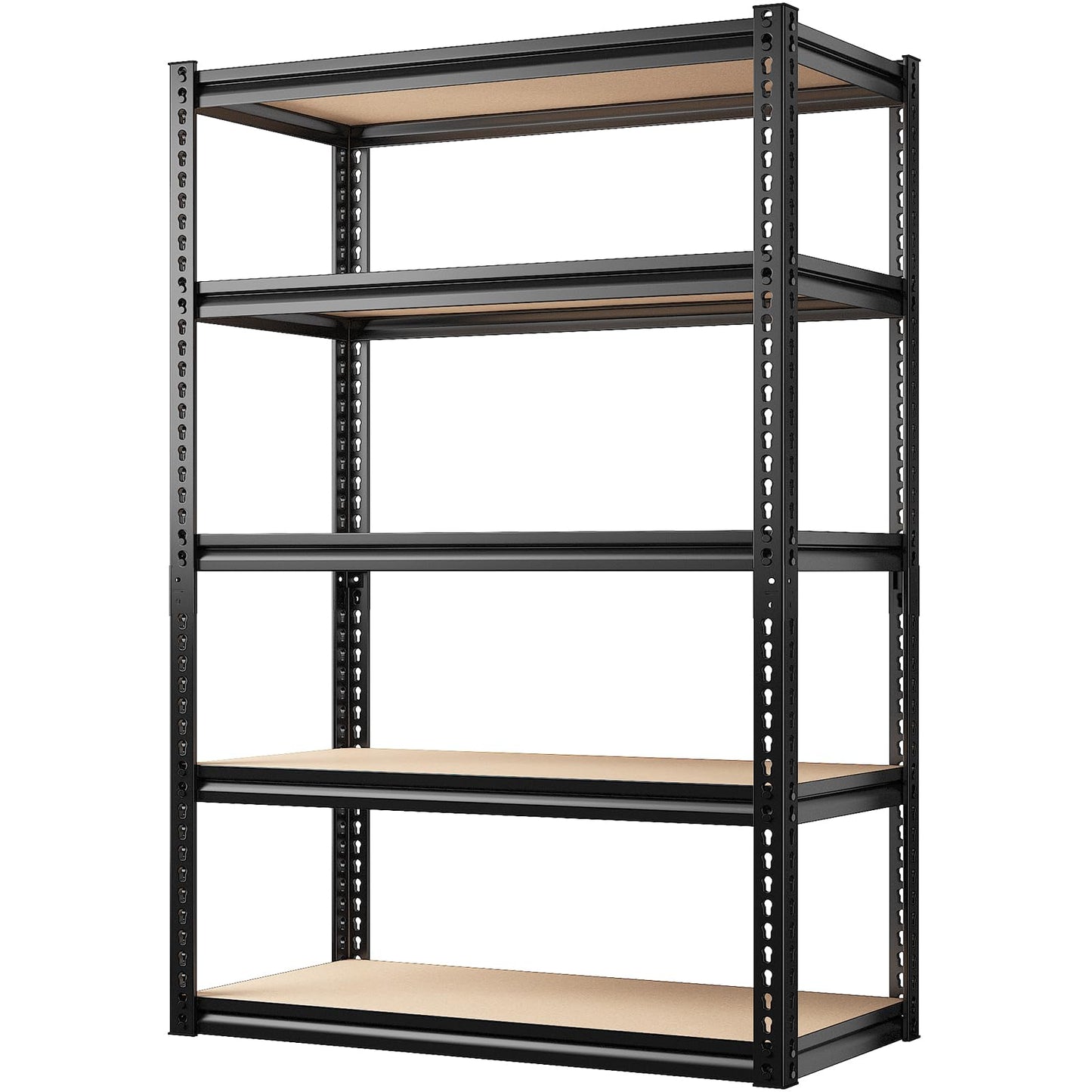 REIBII 72" H Garage Shelving Heavy Duty Storage Shelves 2000LBS Adjustable 5 Tier Metal Storage Shelving for Garage Storage Shelving Unit for Warehouse Pantry Basement, 72"H x 35.5"W x 15.8"D Black