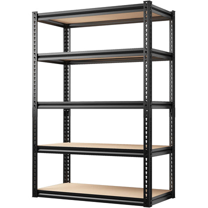 REIBII 72" H Garage Shelving Heavy Duty Storage Shelves 2000LBS Adjustable 5 Tier Metal Storage Shelving for Garage Storage Shelving Unit for Warehouse Pantry Basement, 72"H x 35.5"W x 15.8"D Black