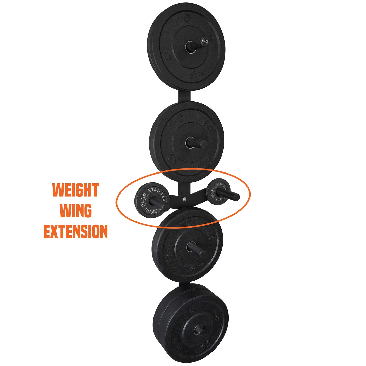 PRx Performance Wall-Mounted Vertical Weight Plate Storage - 3 or 4-Peg Heavy-Duty Bumper Plate Holder, Space-Saving Organizer for Garage Workouts, Home or Commercial Gyms, Fits 2-Inch Barbell Plates