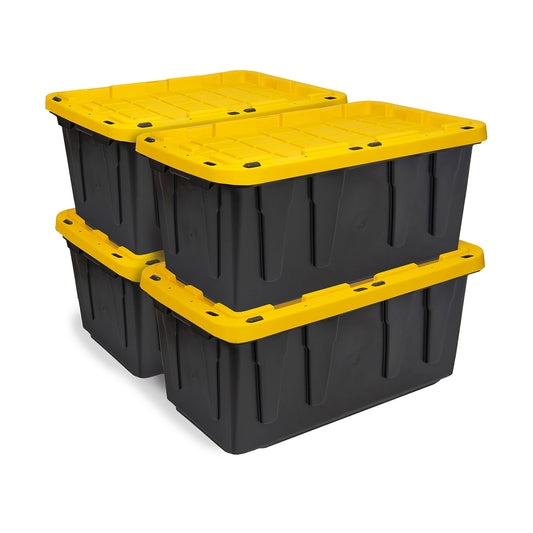 CX BLACK & YELLOW® 17-Gallon Tough Storage Containers, Extremely Durable®, 4-Pack (4)