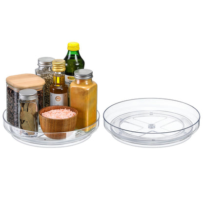 2 Pack, 9 Inch Clear Non-Skid Lazy Susan Organizers - Turntable Rack for Kitchen Cabinet, Pantry Organization and Storage, Fridge, Bathroom Closet, Vanity Countertop Makeup Organizing, Spice Rack